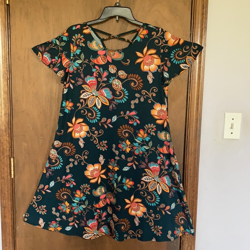 Harlow & Rose dress floral print pullover soft with stretch casual boho M - Picture 14 of 17